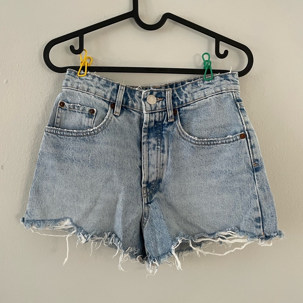 High rise denim shorts